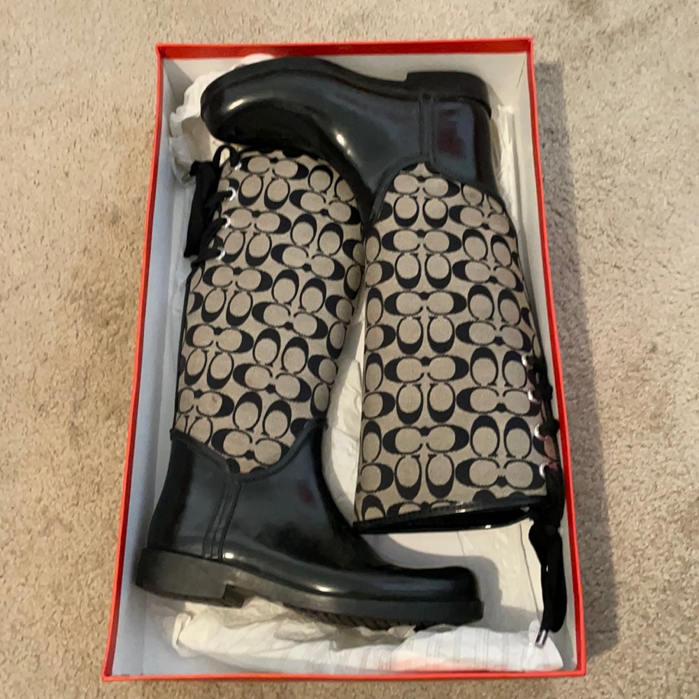 Coach Rain Boots in original packaging
